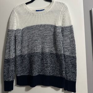 Navy and white colorblock sweater